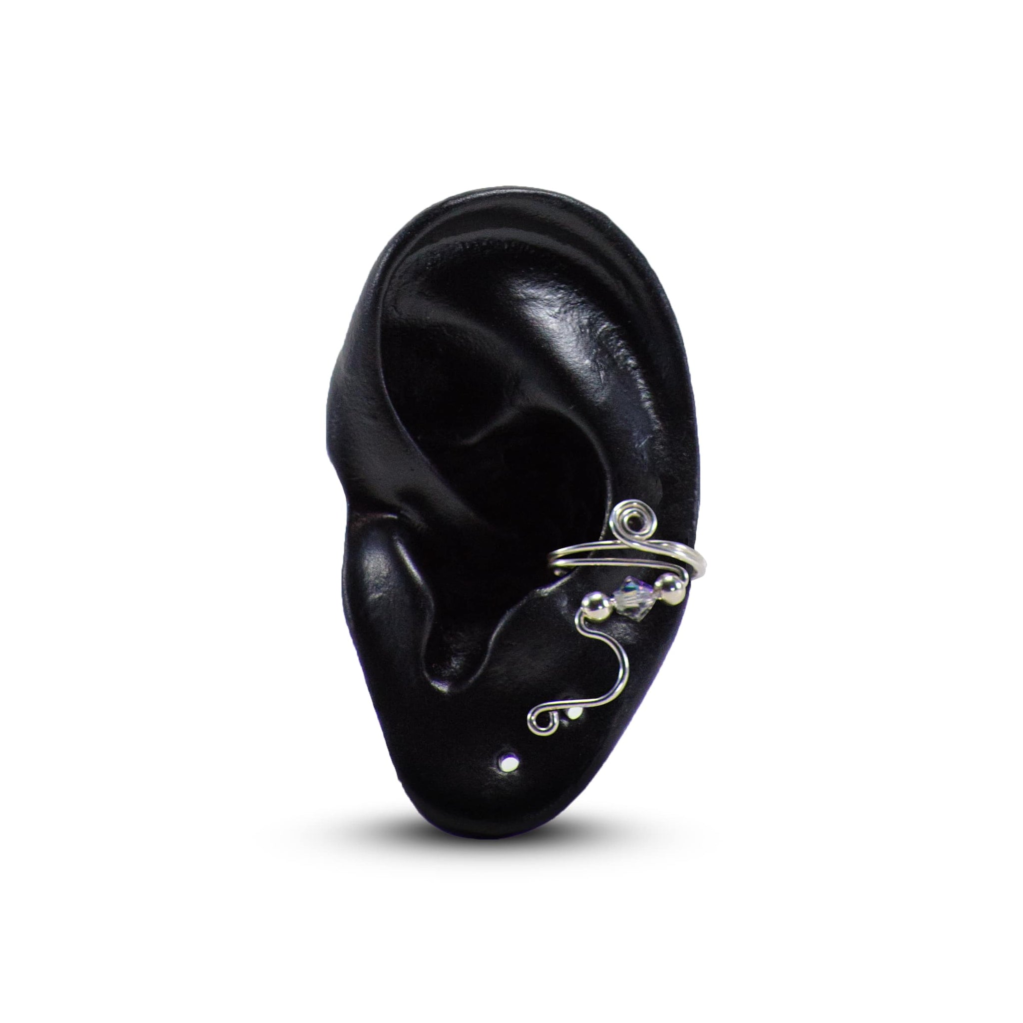 Small Earcuff (Silver w/ Clear Crystal)