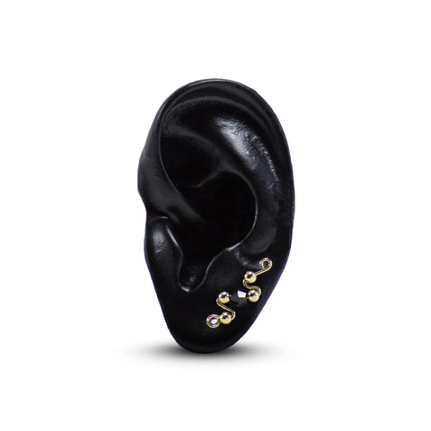 Small Earpin (Gold w/ Black)
