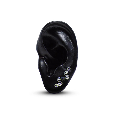 Small Earpin (Silver w/ Black)
